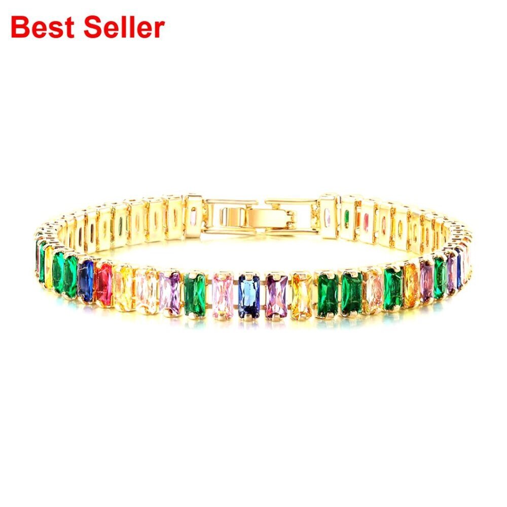 14K Gold Plated Adjustable Tennis Bracelet with Cubic Zirconia